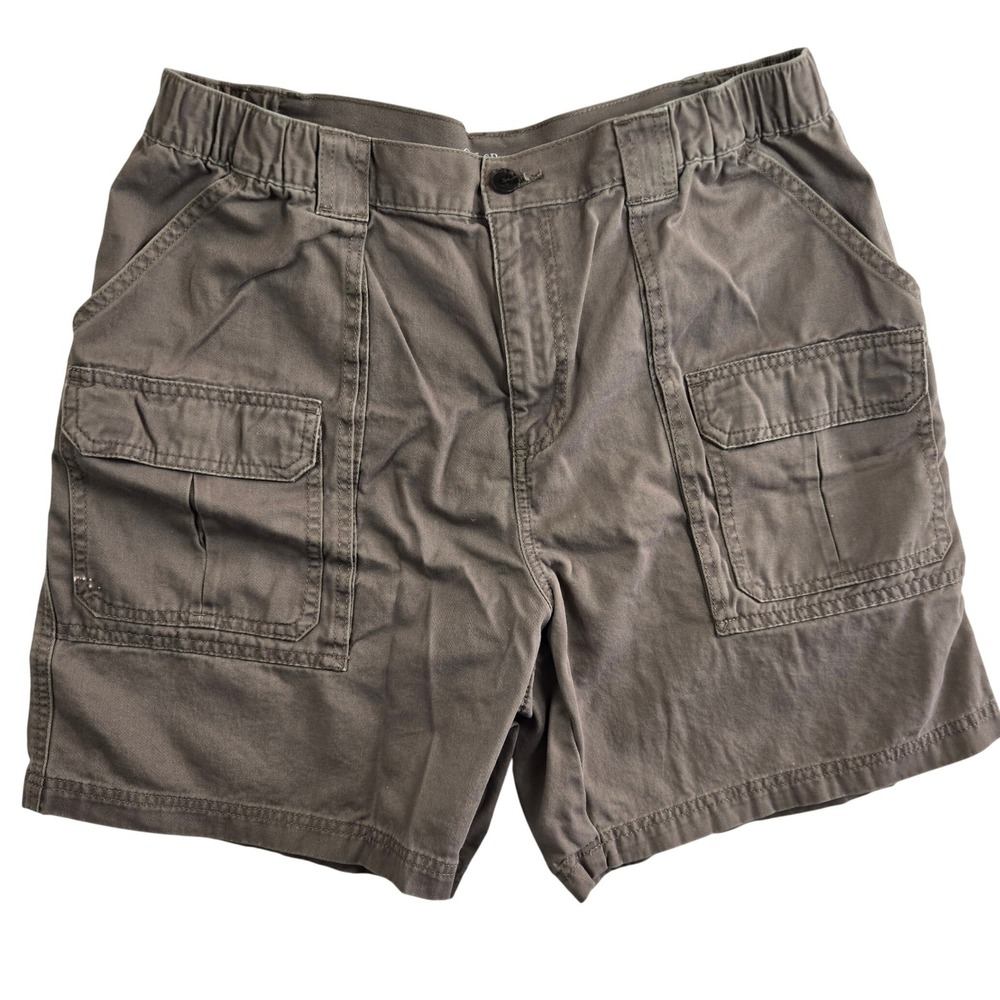 Croft & Barrow Cargo Shorts Mens 36 Brown Gorpcore Elastic Waist Cotton Utility